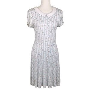 Disney Classic Alice in Wonderland Print Fit & Flare Peter Pan Collar Dress Med